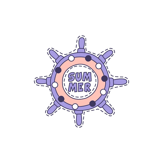 Sticker schip roerwiel bright hipster