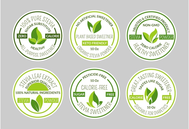 Sticker set design for stevia sweetener product