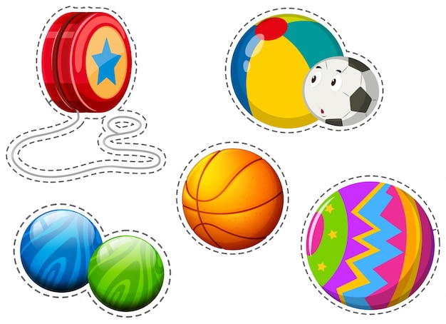 Vector sticker set van verschillende ballen illustratie