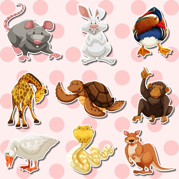 Sticker set with different kinds of animals