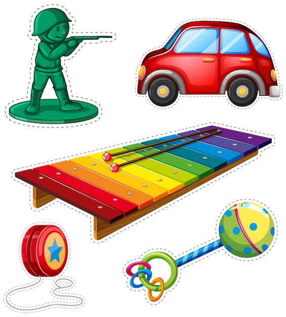 Vector sticker set with different toys