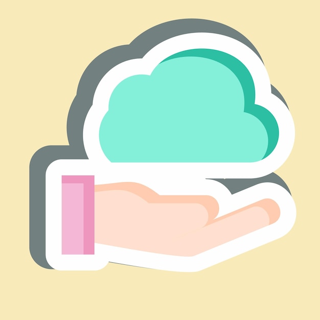 Наклейка Share Cloud, связанная с сетевым символом простая иллюстрация