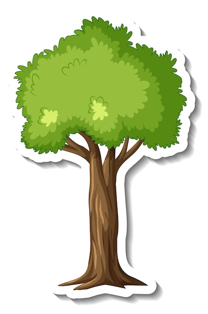 Vector sticker single tree on white background