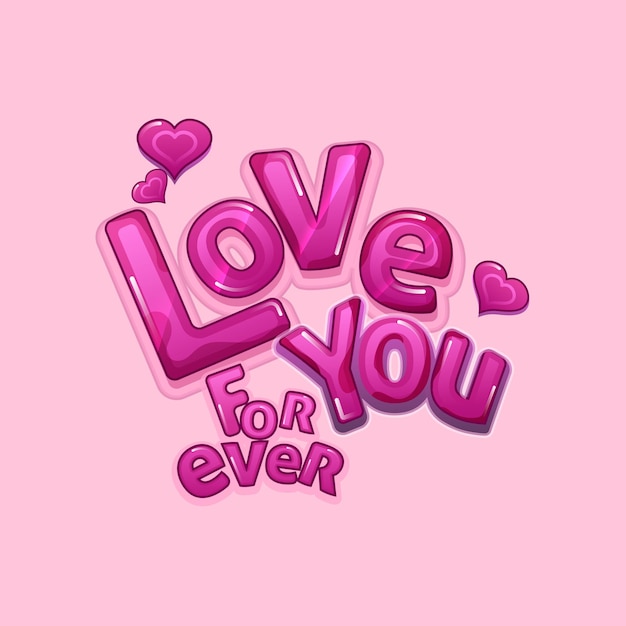 Sticker stijl Pink Love You Forever Boodschap Tekst Decor met harten