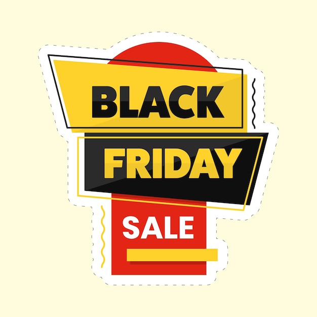 Sticker style black friday sale tag poster or template design