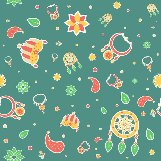 Sticker style boho pattern background