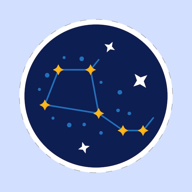 Vector sticker style constellation space blue background