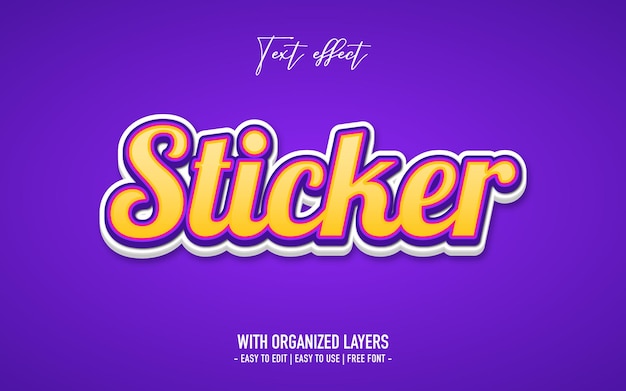 Sticker style text effect on purple screen