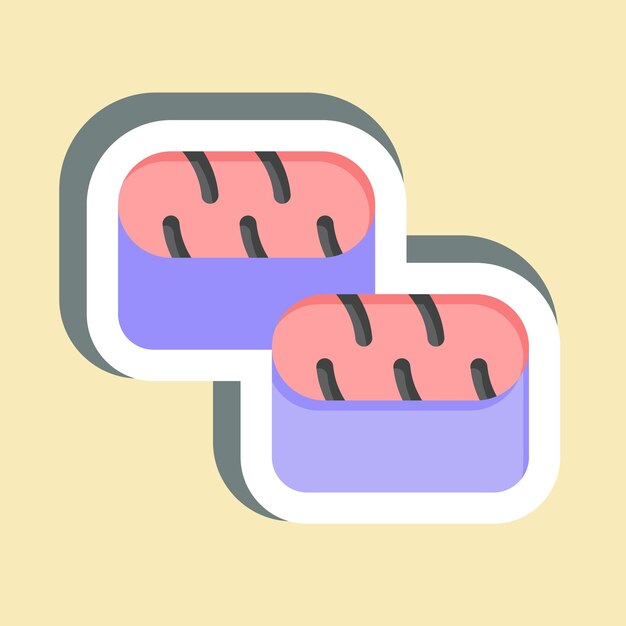 Sticker Sushi Tuna gerelateerd aan Seafood symbool eenvoudige ontwerp illustratie