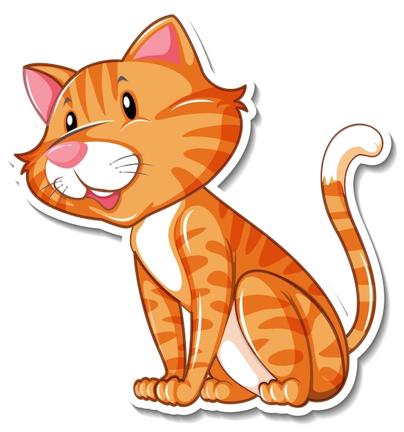 A sticker template of cat cartoon character