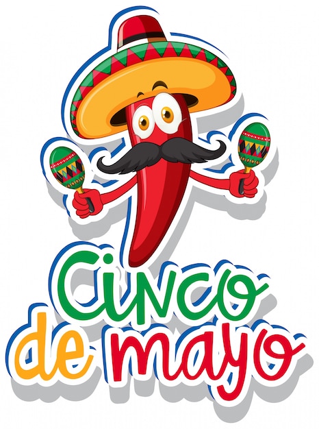 Sticker template for cinco de mayo with red chili