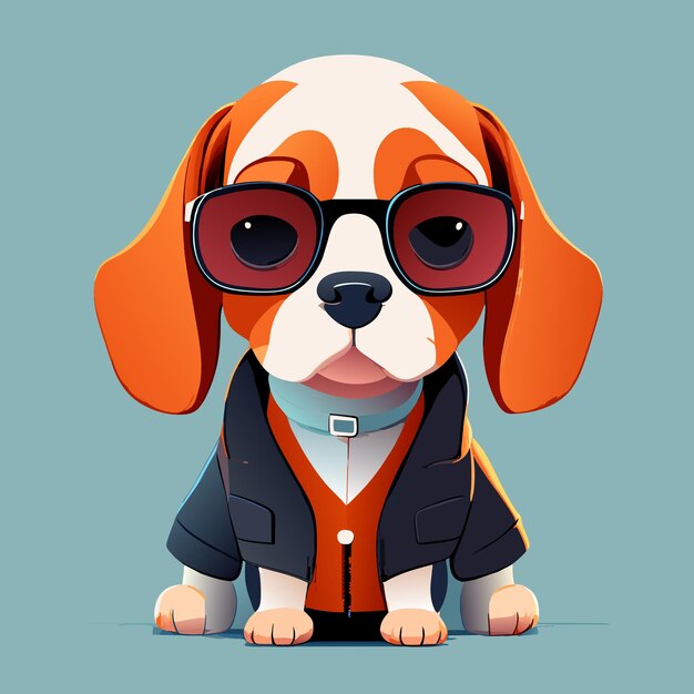 Sticker template of dog cartoon character