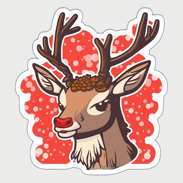 Sticker template with christmas deer xmas reindeer stickers isolated decoration Multicolor