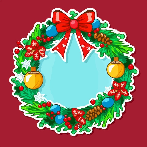 Sticker template with christmas garland xmas omela printable stickers sheet multicolor