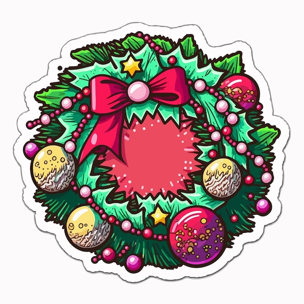 Sticker template with christmas garland xmas omela stickers decoration multicolor