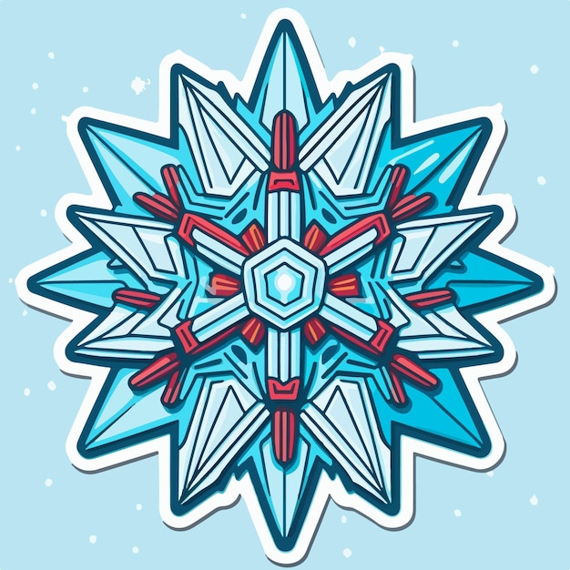 Sticker template with christmas snowflake xmas cute snowflake stickers Winter holidays