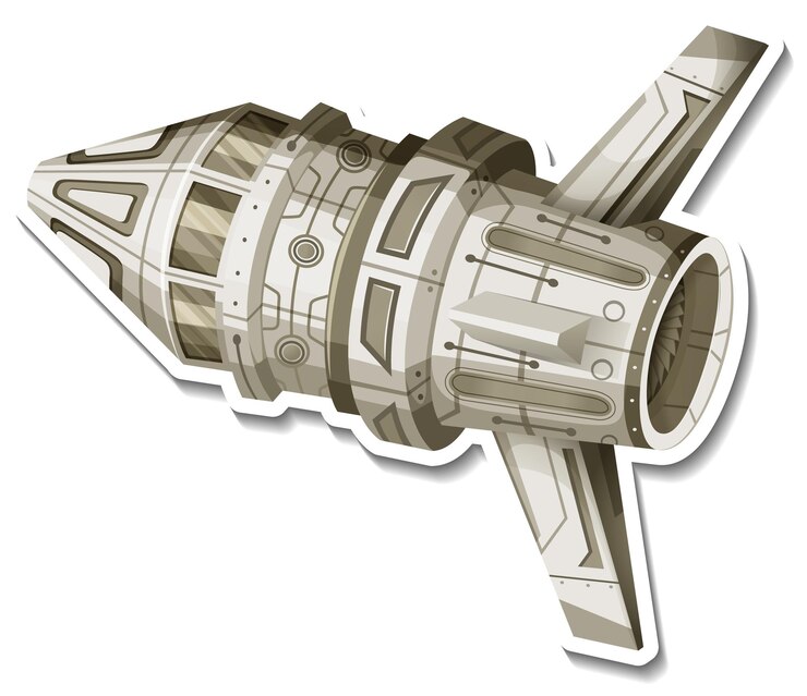 Vector a sticker template with ufo or satellite isolated