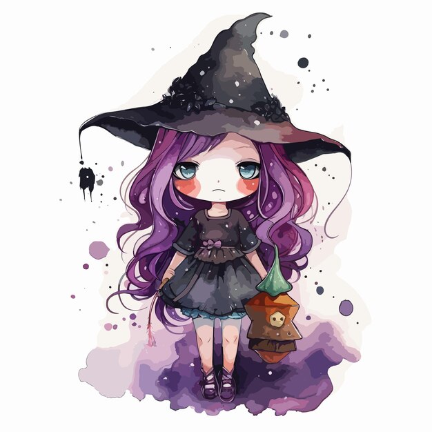 a sticker template with witch on white background