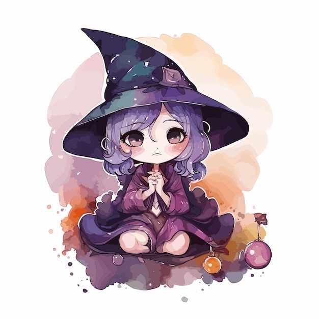 a sticker template with witch on white background