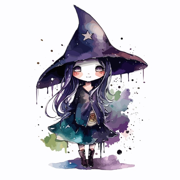 a sticker template with witch on white background