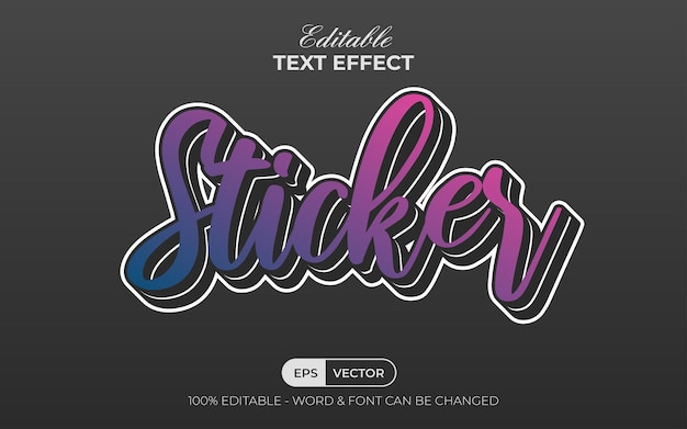 Vector sticker text effect flat style editable text effect