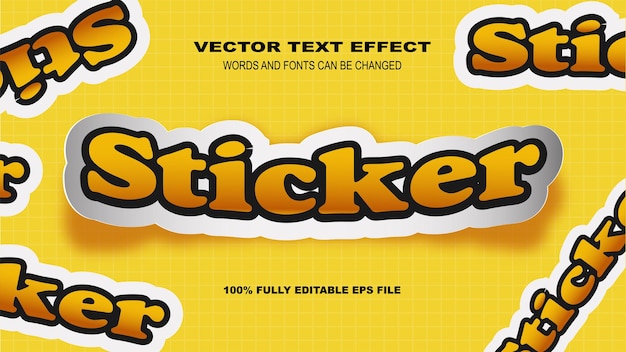 Sticker text effect vector design