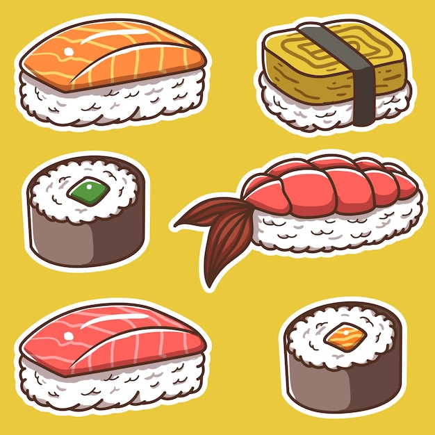 A sticker that says sushi on it