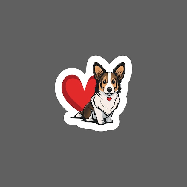 Sticker of thortful dog valentines