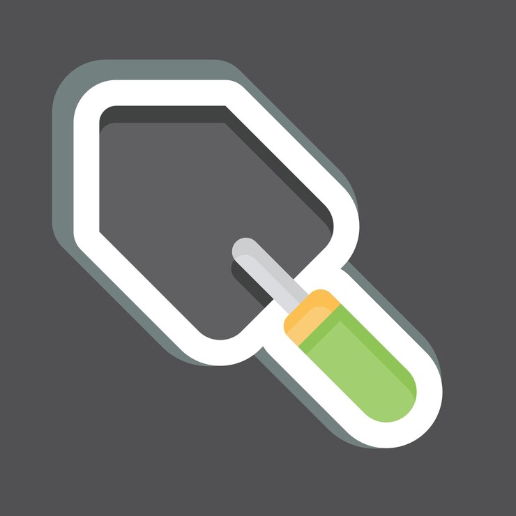 Vector sticker trowel related to building material symbol simple design editable