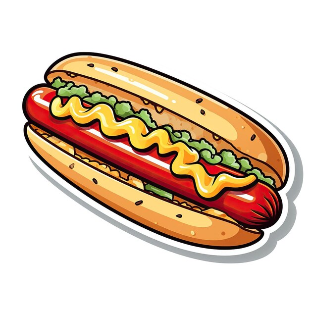 Sticker vector logo hot dog vector white background iso