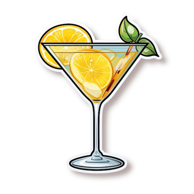 Vector sticker vector logo lemon drop martini vector white bac