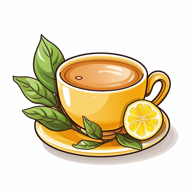 Sticker vector logo lemon tea vector white background i