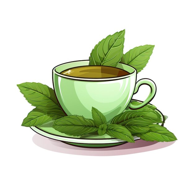 Vector sticker vector logo peppermint tea vector white backgro