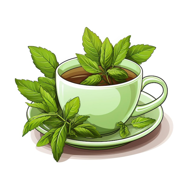 Vector sticker vector logo peppermint tea vector white backgro