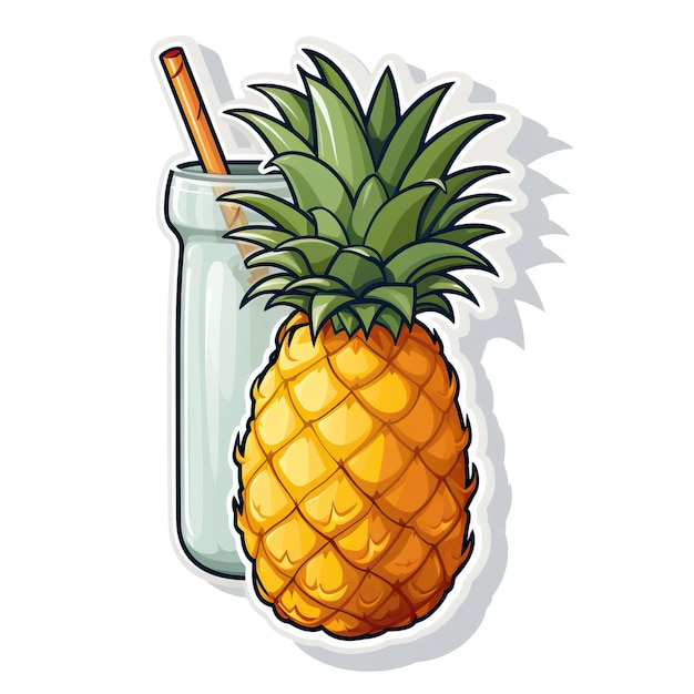 Vector sticker vector logo pineapple milk vector white backgro