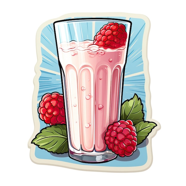 Vector sticker vector logo raspberry milk vector witte achtergrond