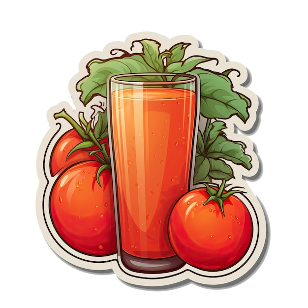 Sticker vector logo tomato juice vector witte achtergrond