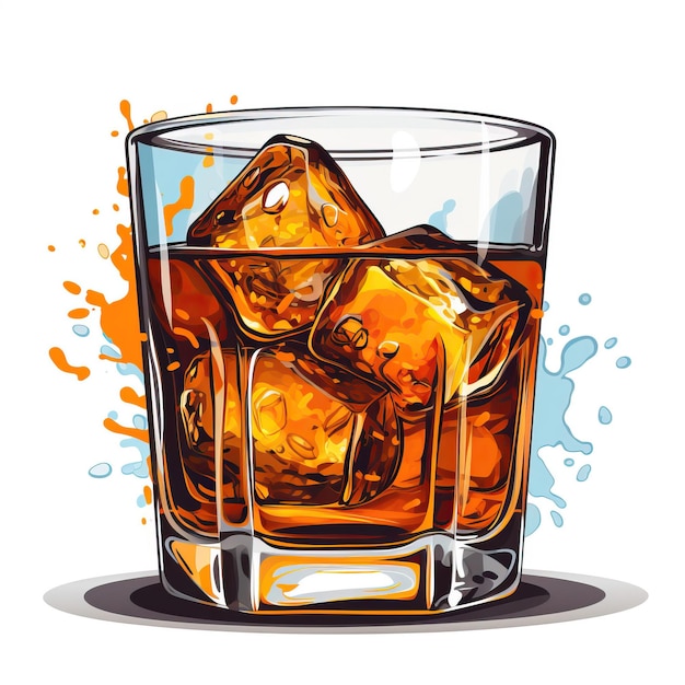 Vector sticker vector logo whiskey smash vector white backgrou