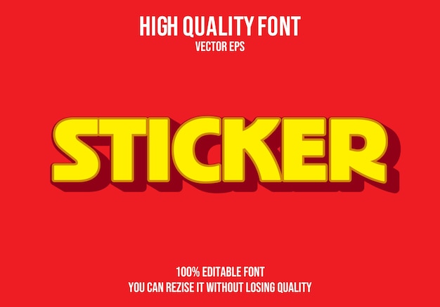 Sticker vector text font effect