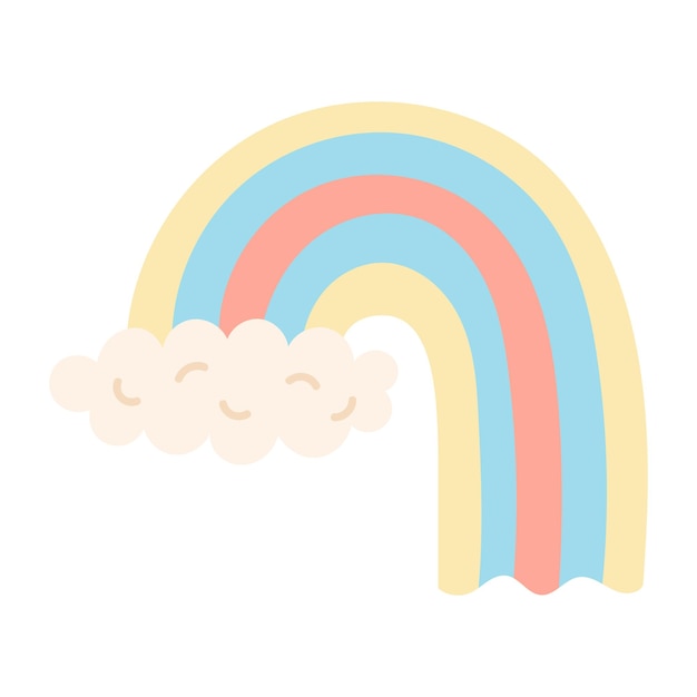 Sticker vectorillustratie met schattige wolk en regenboog