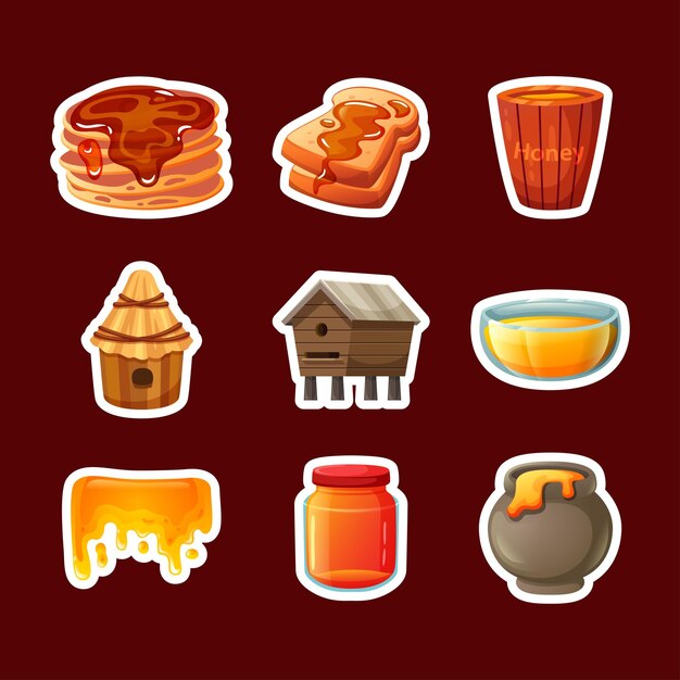 Vector sticker voor honingbij honing illustratie icoon