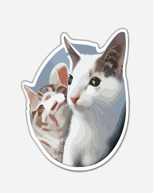 STICKER WHITE BACKGROUND Animal Cat