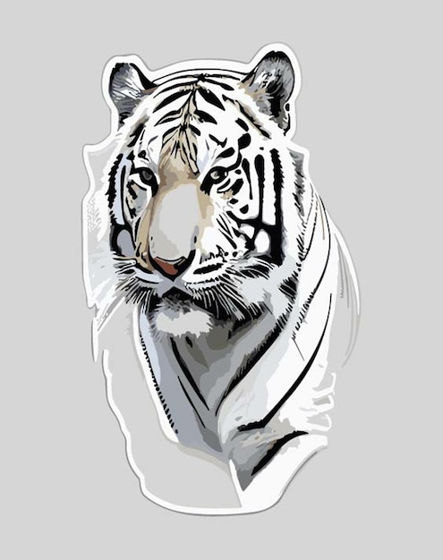 STICKER WHITE BACKGROUND Animal Tiger