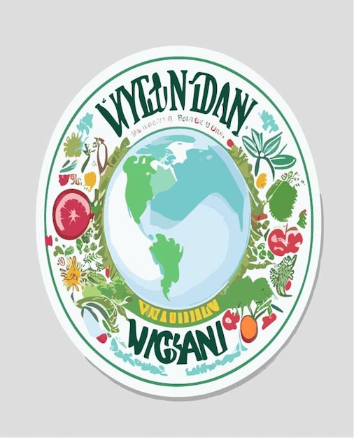 Vettore adesivo sfondo bianco giornata mondiale del veganismo