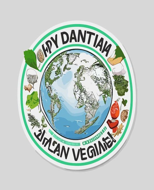 Vector sticker white background world veganism day