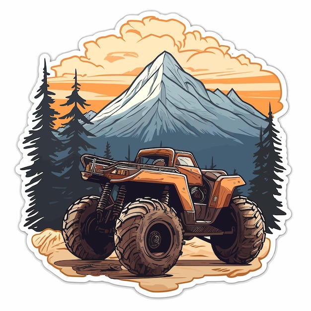 sticker with a car and white background
