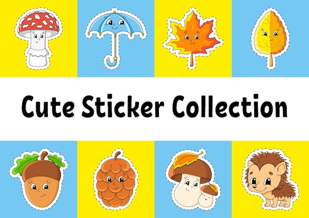 Sticker with contour cartoon character Autumn theme