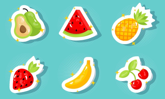 Sticker with fruits, in pop art style