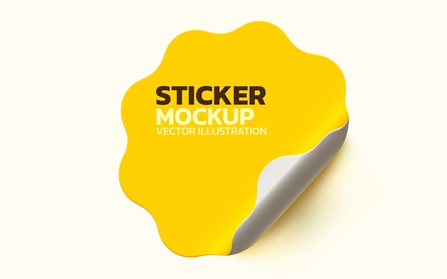 Sticker with peel off corner isolated on white background vector yellow blank paper banner or star