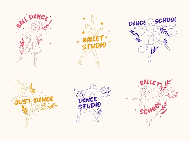 Stickerlabelset voor de identiteit van de balletstudio